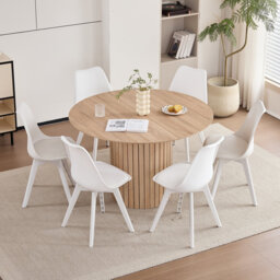 Modern Minimalist Dining Chair – Kitchen Chair with Padded Seat and Plastic Legs (Set of 4)