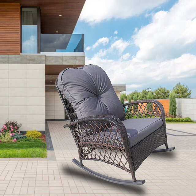 Outdoor Charite Rocking Rattan Chair with Cushions