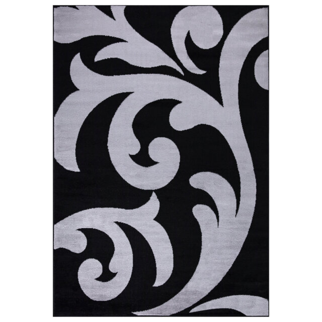 Black Grey Sophia Modern Floral Area Rug & Runner – Stylish Living Room, Bedroom & Hallway Carpet