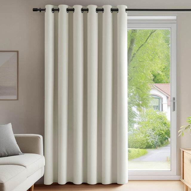 Curtain Thermal Wide Width Eyelet Room Darkening Curtain 80 x 84 Inch Light Beige 1 Panel