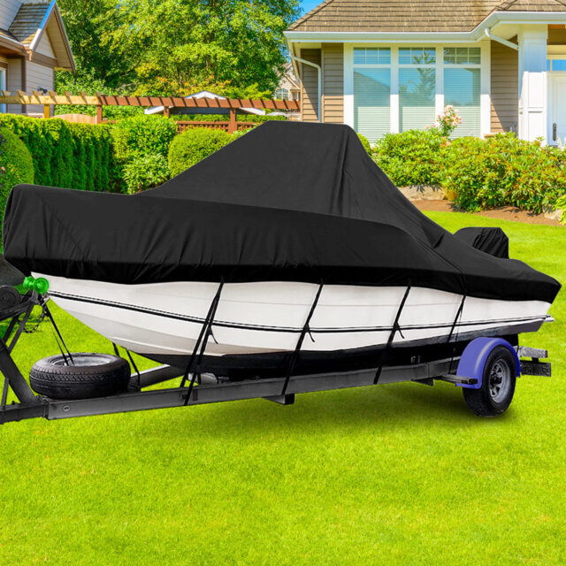 GarveeLife Center Console Boat Cover, 16'-18.5' Waterproof 600D PU Heavy Duty Marine Grade Boat Covers, Trailerable UV Resistant Oxford Center Console