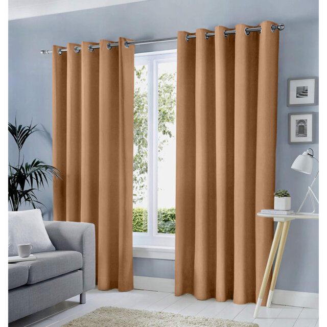 Blackout Eyelet Curtains Pair - Heavy Thermal Insulated Window Panels