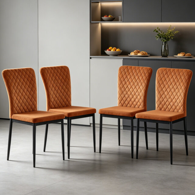 Modern High Back Velvet/Suede Armless Dining Chair with Diamond Tufting