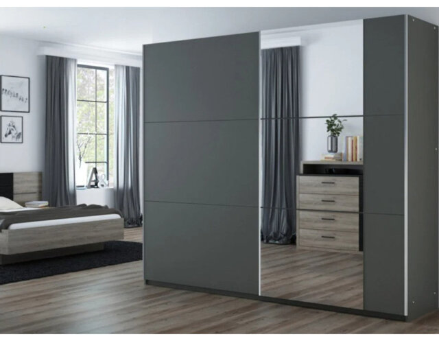 BASTIA 250cm Sliding Door Wardrobe in  - Stylish Storage with Elegant Mirror