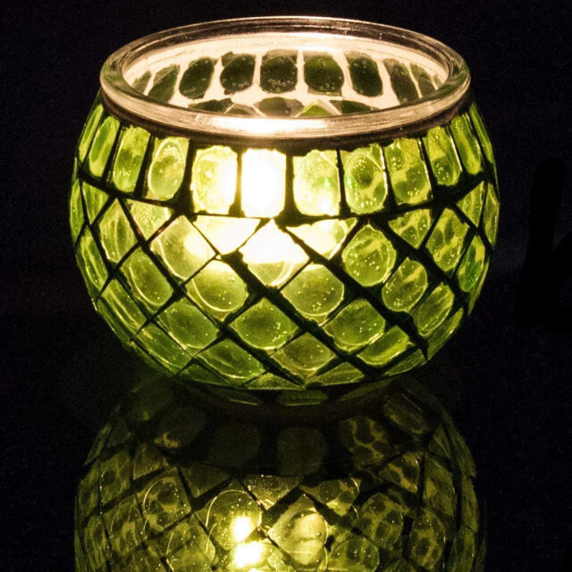 Glass Tabletop Tealight Holder with Candle Included
