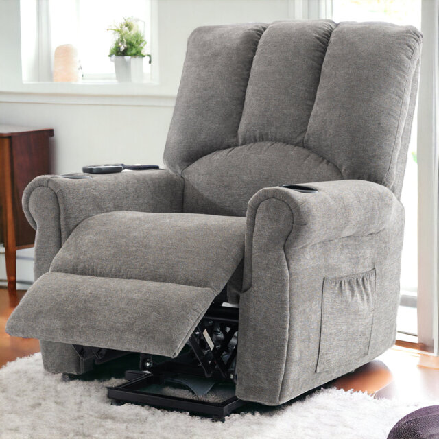 Beige Electric Lift Chair With Heated Massage And Stand Assist