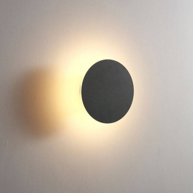 UltraBeam 6 Watt LED Round Black Bathroom Wall Light IP65 Rated 3000k Warm White LED