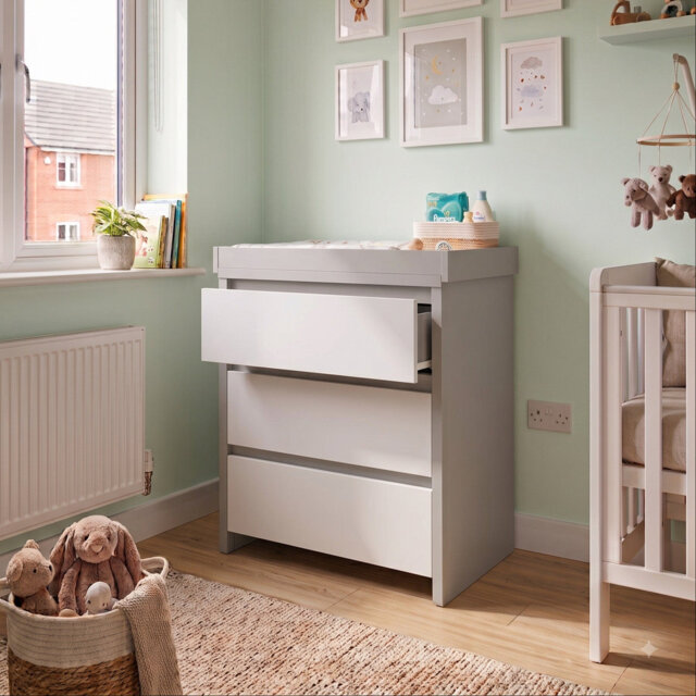 3-Drawer Baby Changing Table with Raised Changing Top