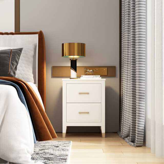 Melissia Solid + Manufactured Wood Bedside Table