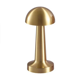 TRIXES Rechargeable Table Lamp – Brass Mushroom Lamp – Dimmable, 3-Modes, USB Chargeable Indoor Lamp