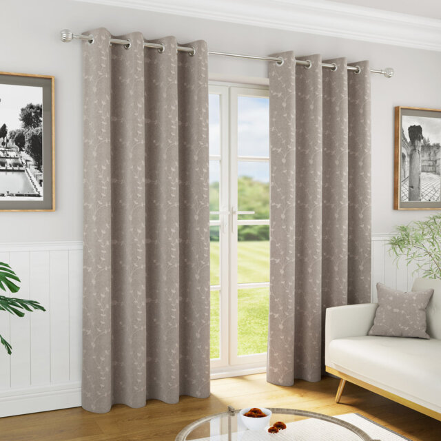 Tivoli Floral Embroidery Blackout Thermal Eyelet Curtains (PAIR)