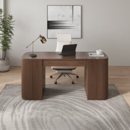 Modern Standing Writing Desk With 2 Doors & Ample Storage Office Desk
