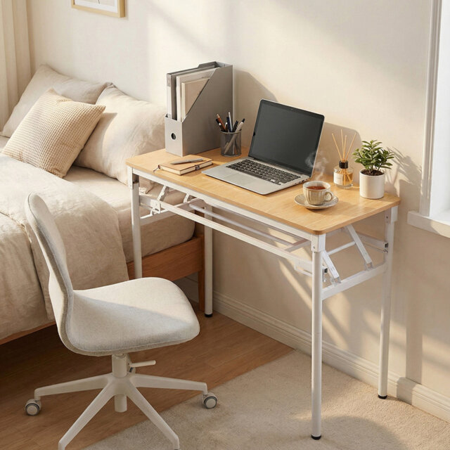 Folding Office Desk with Adjustable Foot Pads