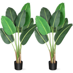Realistic Bird of Paradise Artificial Tree – Faux Banana Plant with 8 Trunks in Pot, Indoor Outdoor Tall Fake Plant for Home, Living Room, Office – 1