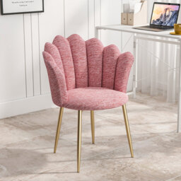 Modern Armchair Tub Chair, Chenille Vanity Dressing Table Chair With Curved High Back And Gold Plating Metal Legs For Bedroom, Living Room, Dressing R