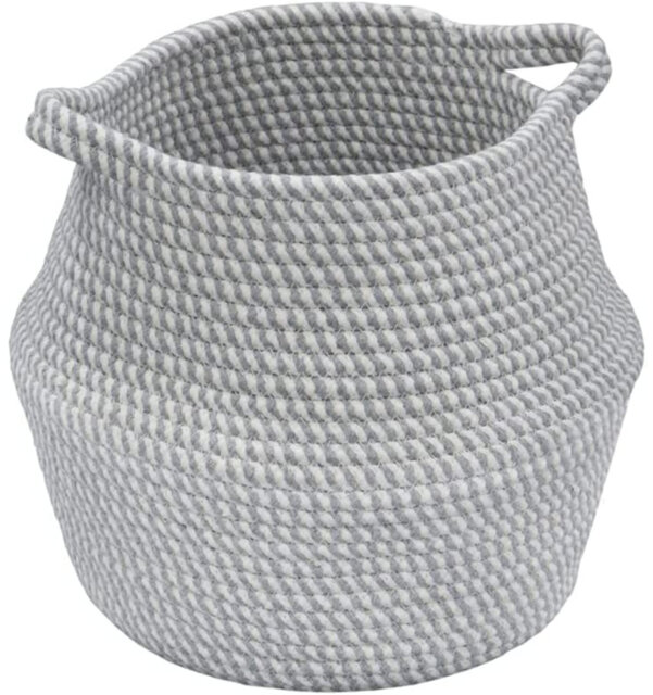 MantraRaj Fabric Storage Basket Round Belly Cotton Rope Storage Container Multipurpose Organiser