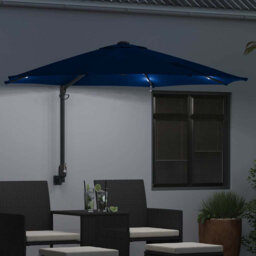 Garden Parasol with LED Strip Lights Manual Polyester and Steel Solar