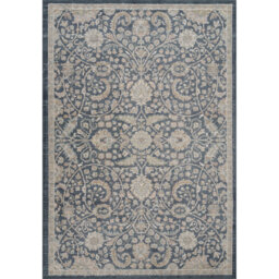 Washable Living Room Traditional Area Rug – Soft Polypropylene Weaving, Low Pile, Non Slip Cotton Backing for Elegant Indoor Spaces, Navy