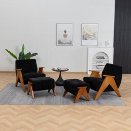 Upholstered Armchair with Footstool