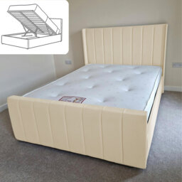 Brey Bed - Wingback Ottoman Storage with Plush Velvet Gas Lift and Headboard