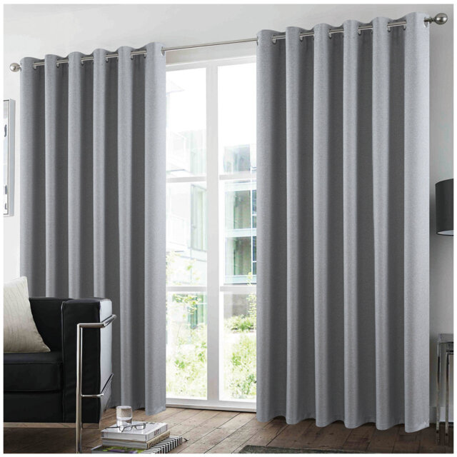 Luxury Glitter Textured Window Curtain Pair Thermal Insulated Noise Reducing Polyester Drapes with Ring Top for Bedroom Living Room Décor