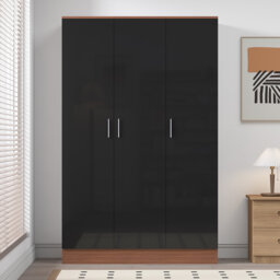 Eva High Gloss Plain 3 Door Wardrobe - H: 180cm x D: 47cm x W: 113cm
