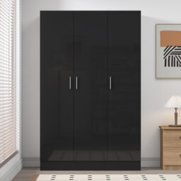 Eva High Gloss Plain 3 Door Wardrobe - H: 180cm x D: 47cm x W: 113cm