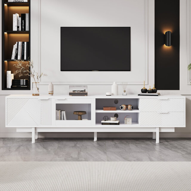 "200cm Tv Cabinet With 2 Doors And 2 Drawers For Tvs Up To 80"""