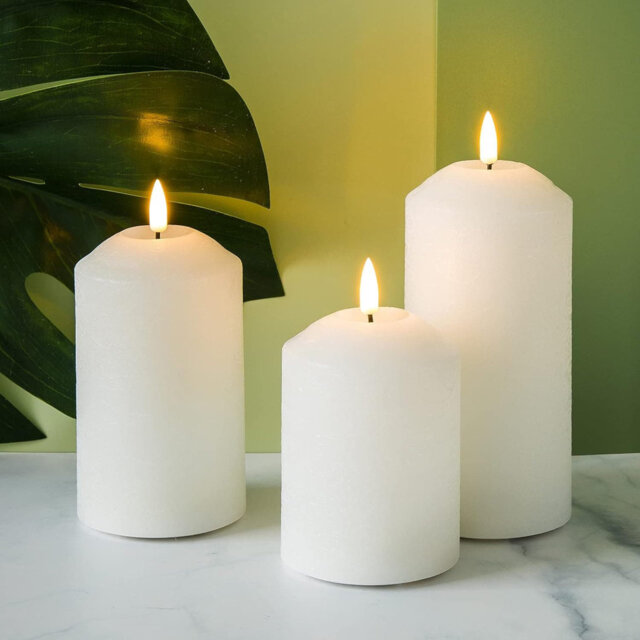 3 Pack Turquoise Blue Flameless Pillar Candles with Remote: Real Wax, Flickering LED, Battery-Operated