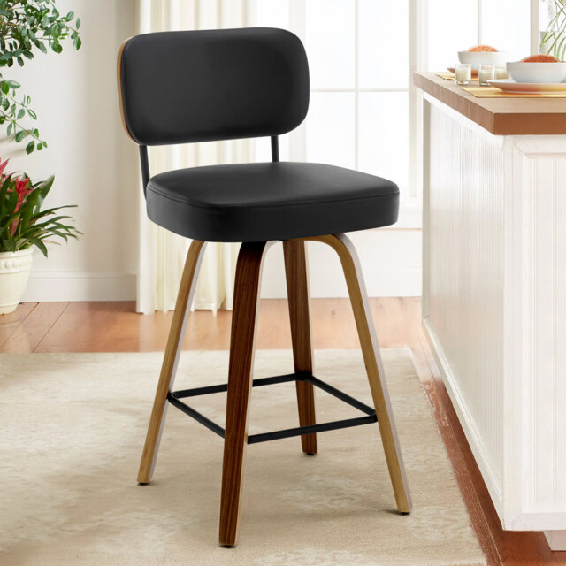 Swivel Bar Stools & Counter Stools Walnut Bentwood & Faux Leather