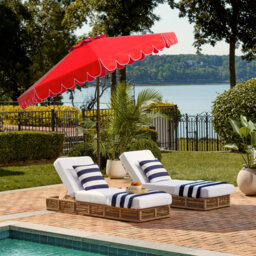 Outdoor Venice Single Scallop Crank Outdoor Push Button Tilt Umbrella