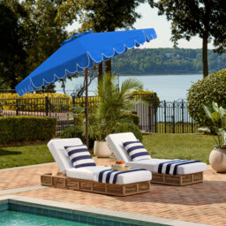 Outdoor Venice Single Scallop Crank Outdoor Push Button Tilt Umbrella
