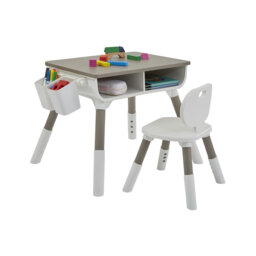 Kids Scandi Height Adjustable Table and Chair Set - White & Grey