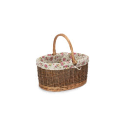 Wicker Shopping Basket with Garden Rose Lining