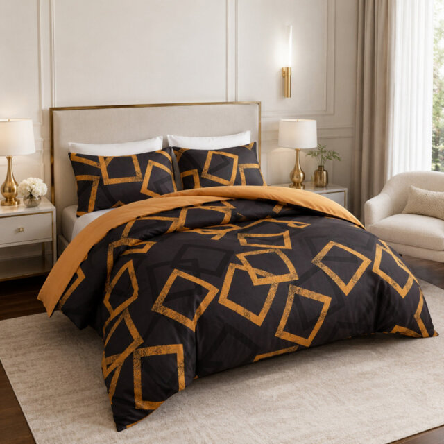 Premium Reversible Duvet Cover Set with Zipper Closure and Corner Ties