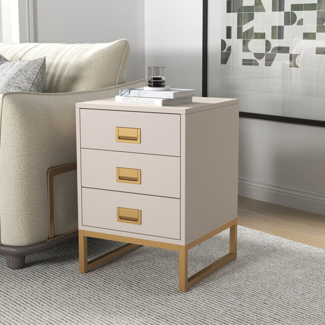 40cm W Metal Bedside Table
