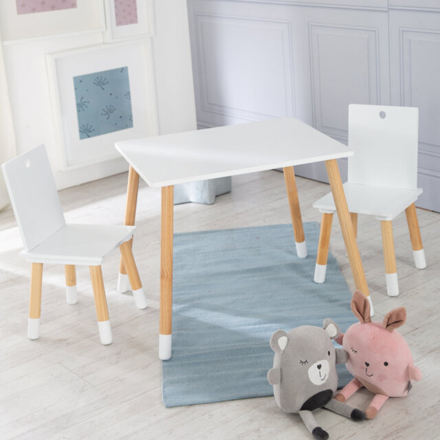 Kids 3 Piece Rectangular Play Or Activity Table and Chair Set