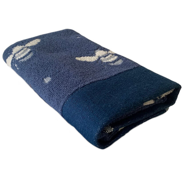 Amesville Turkish Cotton Hand Towel Navy Blue Bee Design