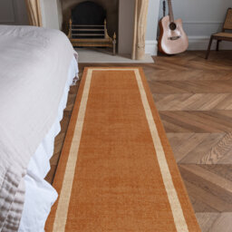 Anwitha Bordered Handmade Orange Area Rug