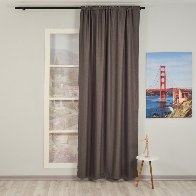 Extra Long & Extra Wide Faux Linen Decorative Curtain Single Panel