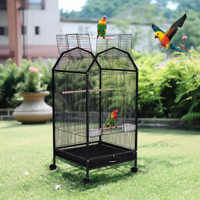 94cm Iron Dome Top Floor Bird Cage with Wheels