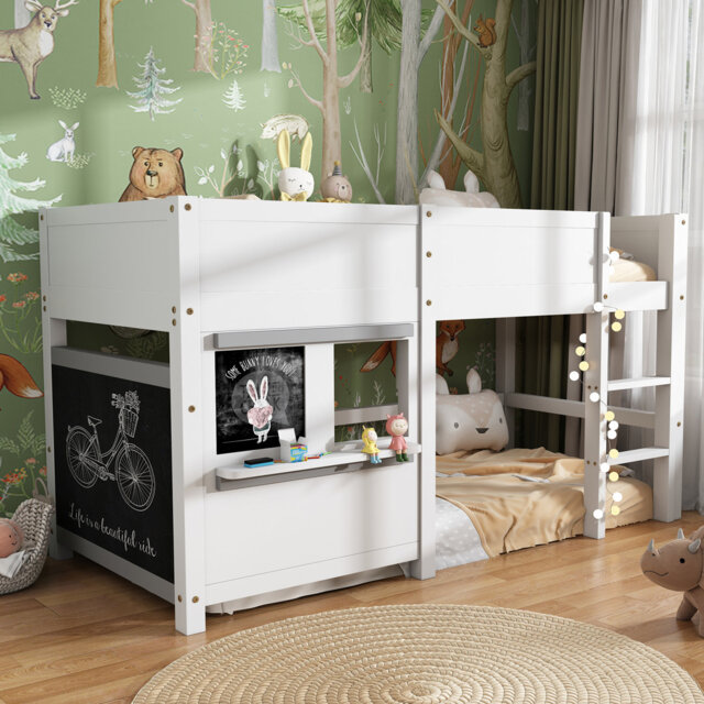 Clarion Scandinavian-Style Kid Bed With Pine Wood And Blackboard