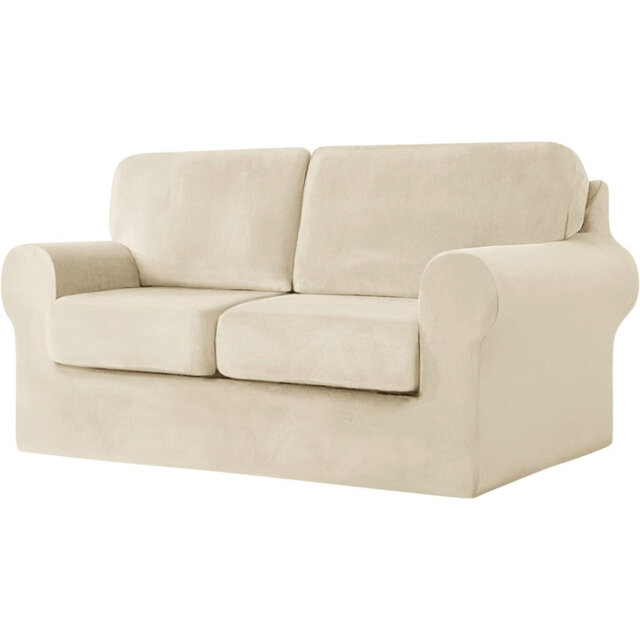 Sofa Cover With Separate Seat Cushions And Backrests Stretch Velvet Sofa Slipcover Couch Covers Furniture Protector Split Combined (2 Seat Set 5 PCS)