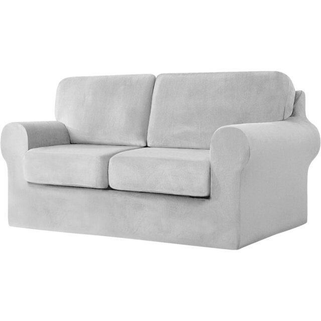 Sofa Cover With Separate Seat Cushions And Backrests Stretch Velvet Sofa Slipcover Couch Covers Furniture Protector Split Combined (2 Seat Set 5 PCS)