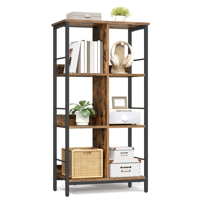 Bookcase, Bookshelf, Ladder Shelf 3-Tier, Display Storage Rack Shelf, For Office, Living Room, Bedroom, 30 X 60 X 114 Cm, Industrial, Rustic Brown And