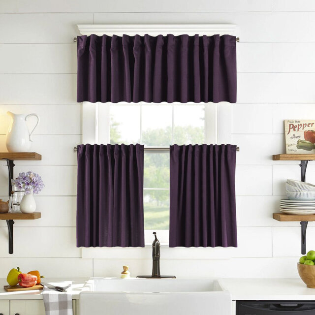 Solid Colour Kitchen Curtain