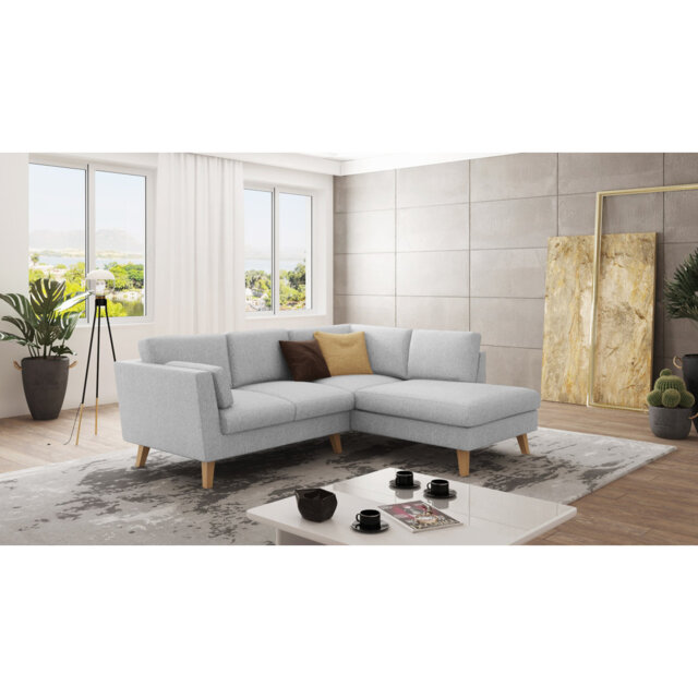 Corner Sofa with Wooden Legs In Scandinavian Style