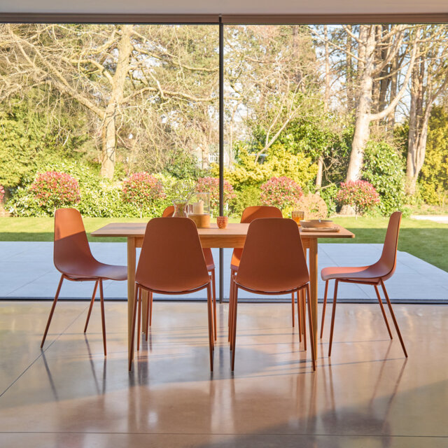 Whitewash Extendable Dining Table Set - 6 Seater - Burnt Dining Chairs