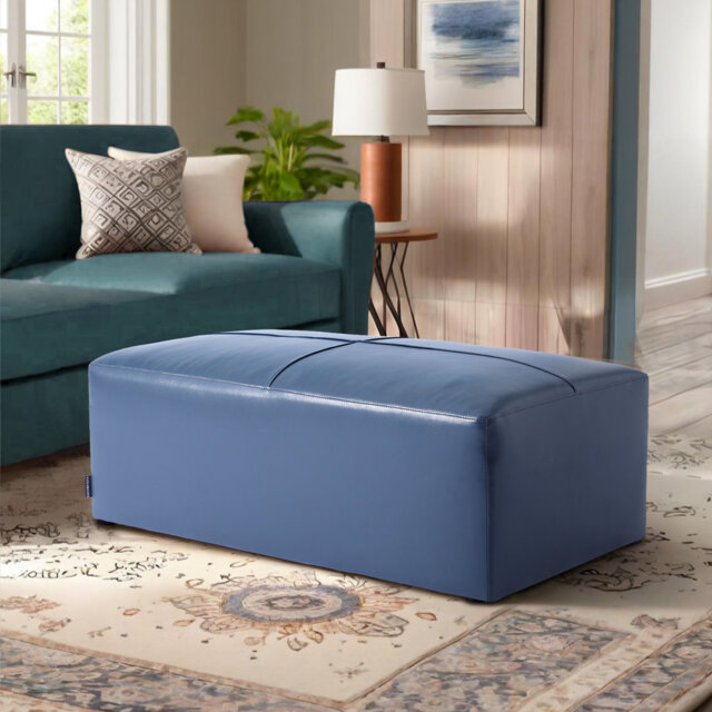 Hustle 110Cm Wide Genuine Leather Rectangle Footstool Ottoman