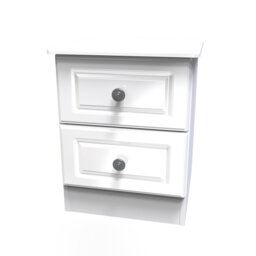 Adala 2 Drawer Bedside Cabinet in White Gloss & White (Ready Assembled)